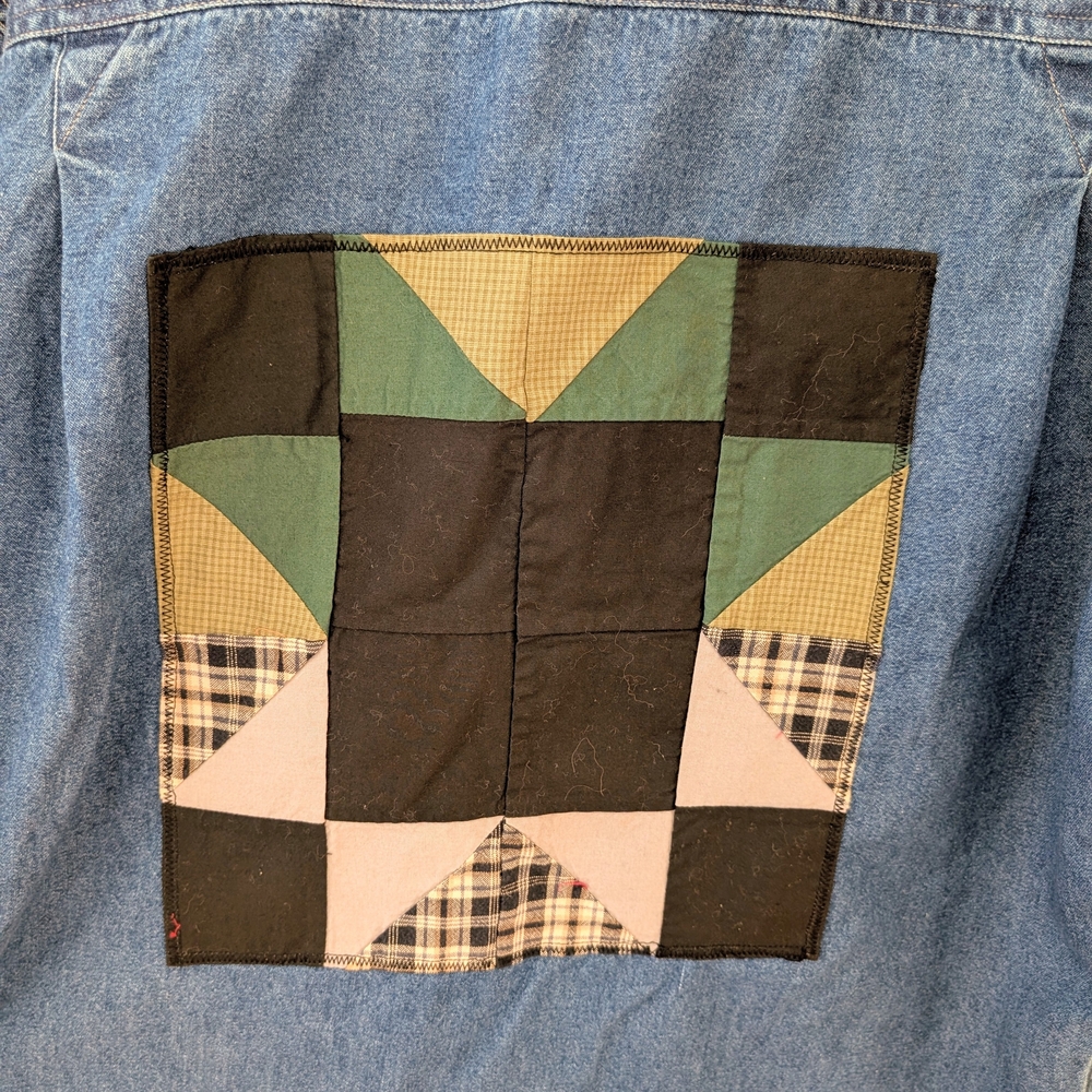 Vintage Woolrich Denim Patchwork Button-Front Col… - image 7